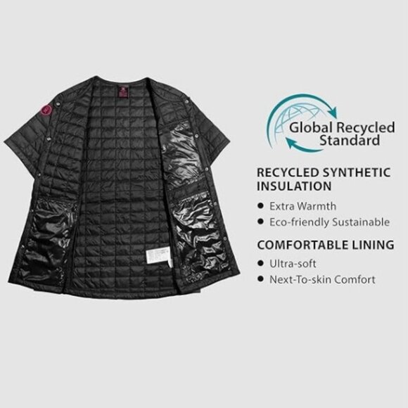 Women's Black Puffer Jacket - Picture 8 of 9